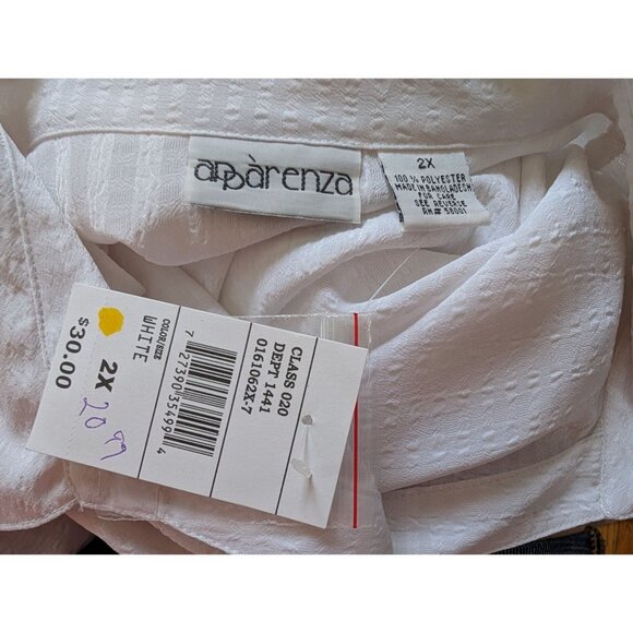 Vtg Apparenza Womens White Textured Shirt 2X Short Sleeve Collar Lightweight NWT - Picture 6 of 8